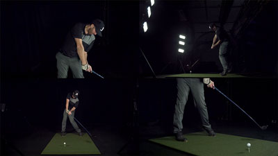 multicamera example of a golfer taking a swing taken with the optitrack prime color motion capture camera