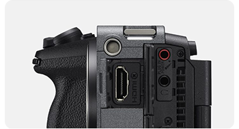 Close up of Sony FX3a HDMI port