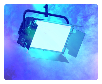 SWIT LED Panel light in a smoky photography studio