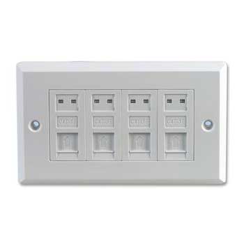Quad Port RJ45 CAT-5E Faceplate Module Kit (Requires backbox - LN 27413 - for wallmounting*) : image 1
