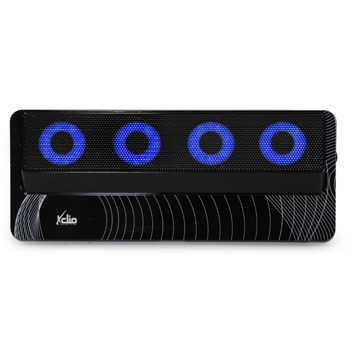 Xclio ONE Compact Notebook Cooler Silver 4x40mm Quiet Blue LED Fans Adjustable Upto 16" Laptops : image 2