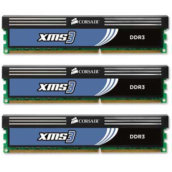 Corsair Memory XMS3 Classic 6GB DDR3 1333 Mhz CAS 9 Triple Channel Desktop
