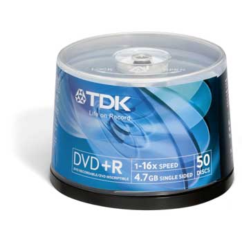 TDK DVD+R 4.7GB Storage Media 50pcs Cakebox : image 1