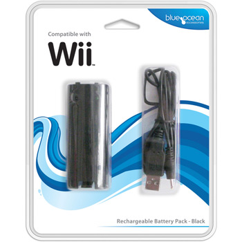 Blue Ocean Extra Black Wii remote single rechargeable battery pack : image 1