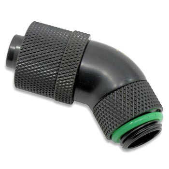 Bitspower BP-MB45R2CPF-CC2 1/4" BSPP - 3/8" ID - 1/2" OD Rotary 45 Degree Comp -Matte Black