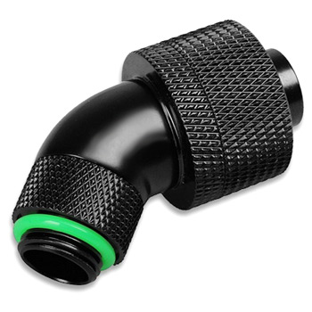 Bitspower 1/4" BSPP - 1/2" ID - 3/4" OD Rotary 45 Degree Comp -Matte Black : image 1