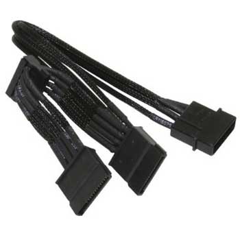20cm NZXT Black Molex to 3 SATA Cable