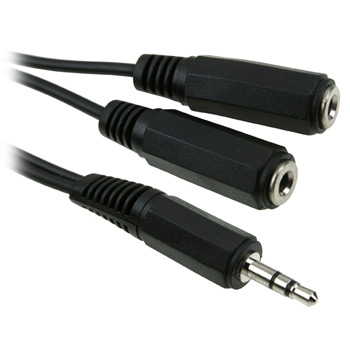 25cm ICIDU Audio Splitter - 3.5mm TRS Jack (Male) to 2x 3.5mm TRS Jack (Female)