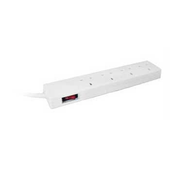 4 Way LMS Data Extension Block (PDU) with Surge Protection, White, 1.8M Power Lead : image 1
