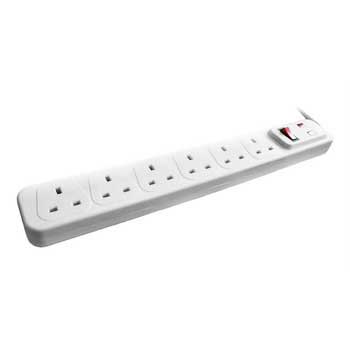 6 Way UK Plug Extension Surge Protected Sockets with 1.8m Lead : image 1