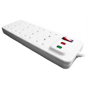LMS Data Extension Block (PDU) 8 Way with Surge Protection, White, 1.8M Power Lead : image 1