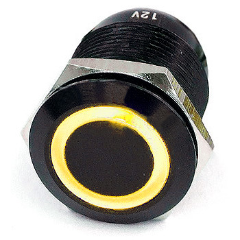 Phobya 71139 push-button 19mm black alu, yellow lighting : image 1