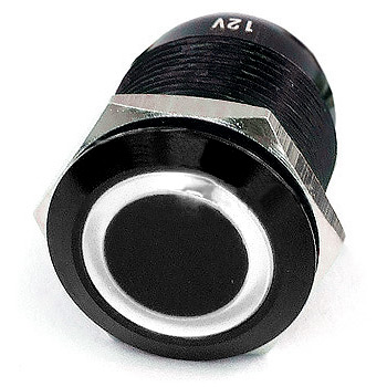Phobya 71137 push-button 19mm black alu, White lighting