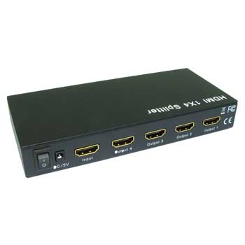 Scan HD-SP204 HDMI 4x WAY Splitter Box - send a Single HDMI output to upto 4 TV/Monitor Outputs : image 1