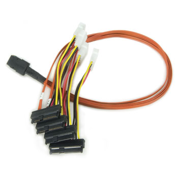 3Ware Multi lane SFF8087 to 4x SFF8482 with power, int. cable 0.6 meter, single cable