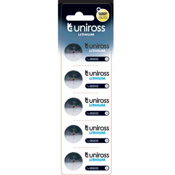 Motherboard Battery CR 2032 Coin Cell Uniross U0215299 Lithium Battery pack of 5 U0223232