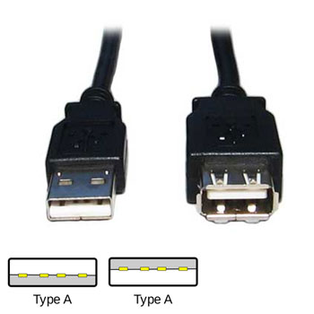 Black USB 2.0 Extension Cable - 25 cm : image 1