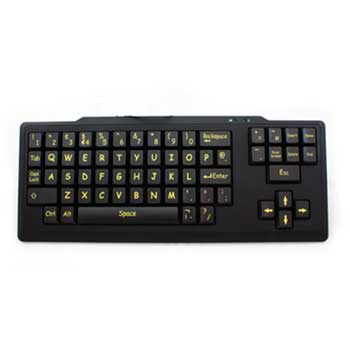 Keyneeds Early Learning (Upper Case) Black Keyboard, Yellow Text, Black : image 1