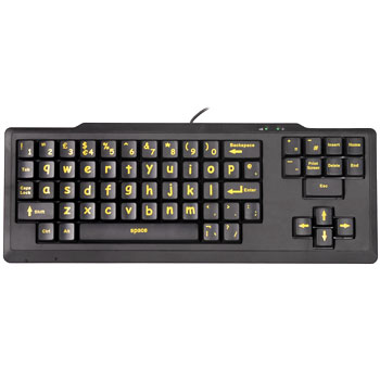 Keyneeds Early Learning (Lower Case)  Black Keyboard, Yellow Text, Black