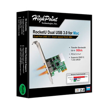 USB 3.0 for Mac OS X 10.5 with 2 Port USB Raid via PCI-e v2.0 x1 Highpoint RU1022AM Adaptor card : image 2