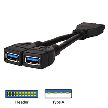 Silverstone USB 3.0 Header to 2x USB 3.0 - 12cm
