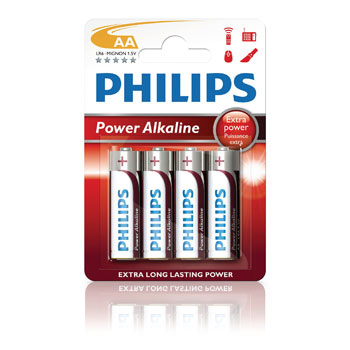 Philips LR64PB/10 AA Batteries 4 Pack Extra Power Alakaline 1.5v