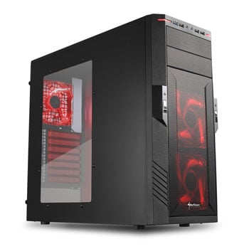 Sharkoon T28 Black Mid Tower Case with Red Interior with Side Window No PSU