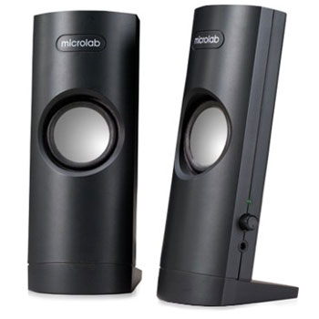 Microlab B18 2.0 Stereo Speakers USB powered 2 x 1.5W RMS, Black Headphone Jack Volume Button