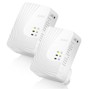 ZyXEL PLA4201 V2 Twin Pack 500Mbps Mini Powerline Homeplug AV QoS Ready 10/100 RJ45 Ports 128bit AES