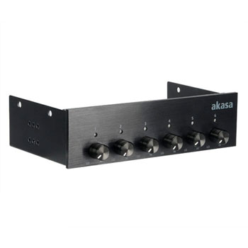 Black Aluminium Fan Controller for 5.25" front bay supporting 6 fans