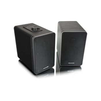 Microlab H21 Wireless Bluetooth Black Leather Look Stereo Bookshelf Speakers 36W RMS