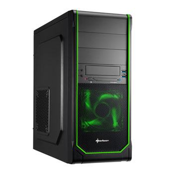 Sharkoon VS3-V Black/Green Mid Tower Case with USB 3.0 No PSU
