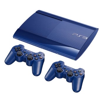 PS3 AZURE BLUE 500GB Console with 2x Blue Dualshock Controller