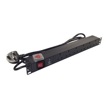 Xclio 6-Way Horizontall Rackmount or Floor PDU with Full Surge Protection 1.8M Power Cable 13A