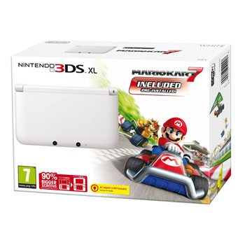 Nintendo 3DS XL White Console inc Mario Kart 7 Pre-Installed Game