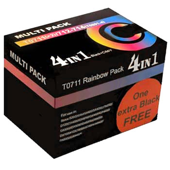 Epson Compatible TO1281-1284 Set Inks 1xBlack 1xCyan 1xMagenta 1xYellow Cartridges : image 1