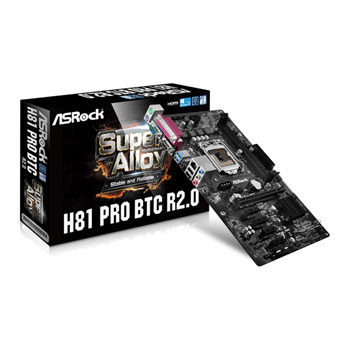 ASRock Intel H81 Pro R2.0 BTC Cypto Coin Mining ATX Motherboard