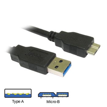 skridtlængde lodret forberede Micro USB 3.0 Cable Micro B to Type A - 75cm LN58243 - USB3-MICROSRT-BLK |  SCAN UK