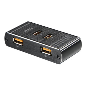 Akasa AK-SC01-BKCM Compact Aluminium USB Smart Charger with 4 fast charging ports inc Mains Power : image 1