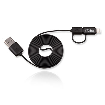 Adam Elements Black Reversible 120cm Micro USB/Lightning Cable