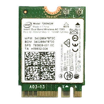 Intel 7265 11ac Wireless Card with Bluetooth 4.0 using M.2 Connection : image 1