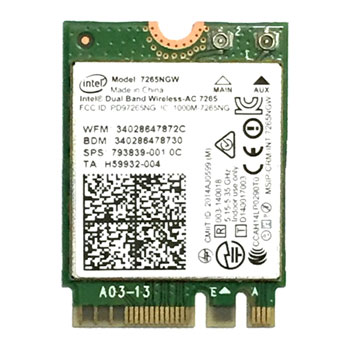 Intel 7265 11ac Wireless Card with Bluetooth 4.0 using M.2 Connection