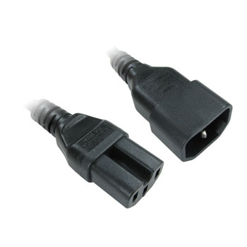 Mains Extension 1.8m Male to Female Power Cord/Cable - Black : image 1