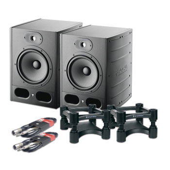 Focal Alpha 80 Monitor Speaker (Pair) + Iso Acoustic Stands + Leads