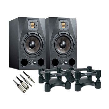 ADAM A7X (Pair) + Iso Acoustic 155 Stands + Leads