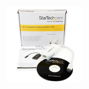 StarTech.com White USB 3.0 to Gigabit NIC Adapter with USB Port : image 2