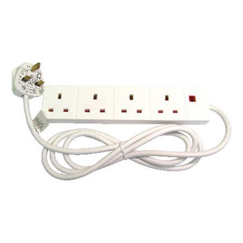 EXTENSION LEAD 4WAY 2M 13AMP WHITE 
