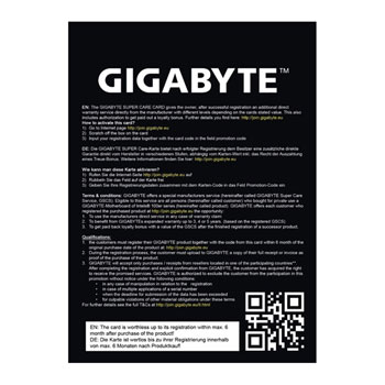 Gigabyte £75 Supercare warranty insurance card : image 3