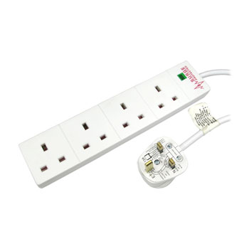 Scan 5m 4 Gang Extension Lead w/ Surge Protection - White