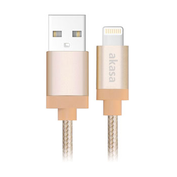 Akasa 1m Gold USB to Lightning Braided Cable Apple MFi : image 2